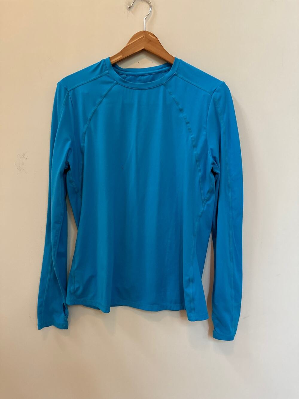 Nils Baselayer Cold Weather Ski Long Sleeve Shirt Size Large Thumbholes Blue